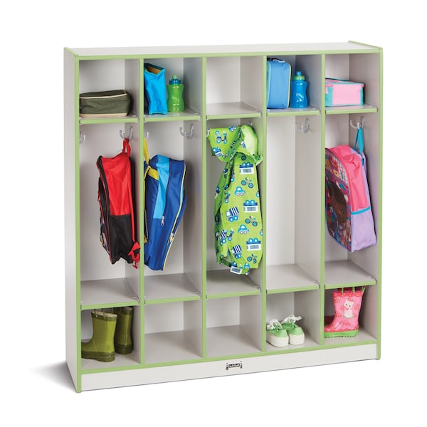 Rainbow Accents 5 Section Coat Locker, Key Lime Green